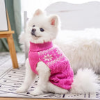 Warm Winter Dog Sweater - Cold Weather Pet Clothes for Small Medium Large Dogs Indoor Outdoor, Soft Classic Knit Puppy Apparel, Pink, ML