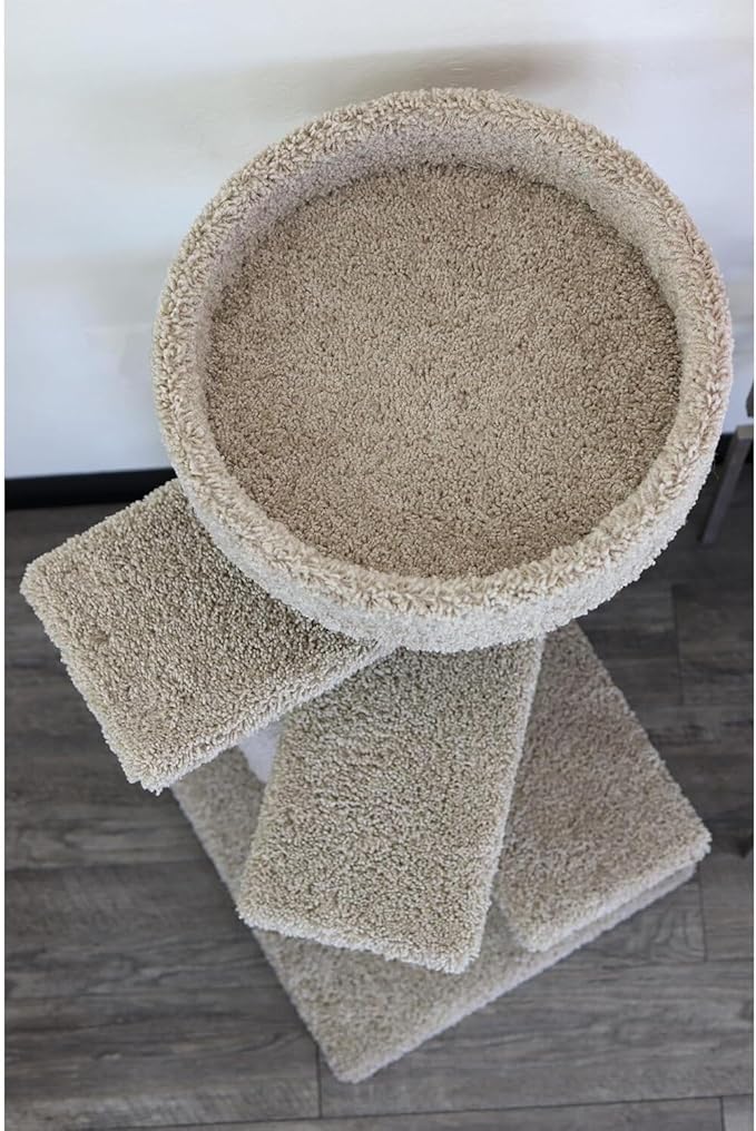 Coastal Cool Spiral Cat Stairwell with Perch 36" W x 30" D x 48" H Unique Spiral Design Provides Cozy Perch and Climbing Fun for Cats, Combining Functionality with Style