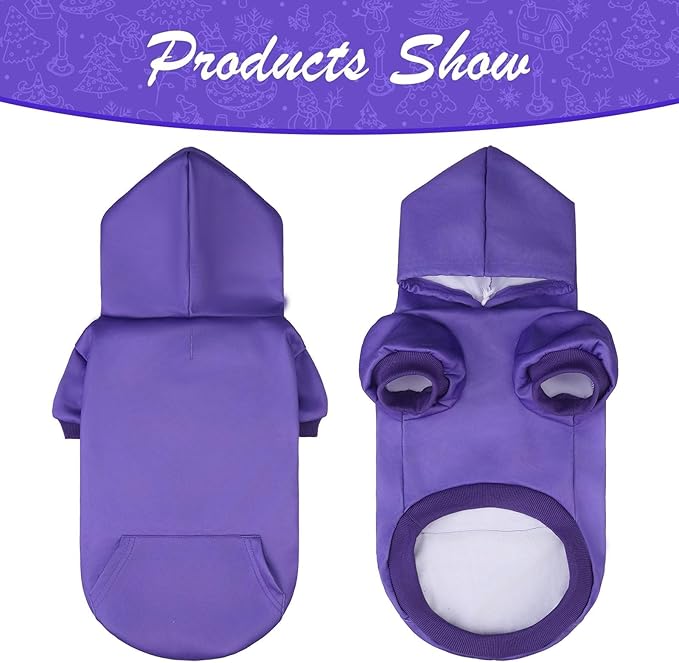 KOOLTAIL Dog Hoodie for Large Medium Small Dogs,Soft and Warm Pet Sweater with Leash Hole and Pocket Boy Girl,Puppy Fall Winter Jacket Clothes,French Pitbull Cold Weather Coat Sweatshirt,Purple XL