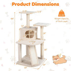 Tangkula Corner Cat Tree, Multi-Level Cat Tower with Top Perches & Cozy Condo, Natural Sisal Scratching Posts & Climbing Ladder, Playful Cat Hole & Hanging Balls, Kitty Climbing Play Center (Beige)