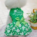 CuteBone St.Patrick's Day Dog Green Dress Velvet for Small Dogs Girl Puppy Dresses Clover Dog Clothes CVA14XS-D