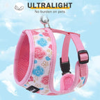 SCENEREAL Small Dog Harness Collar and Leash Set, Adjustable No Pull Pet Harnesses, No Chock Soft Mesh Vest for Doggie Puppy Medium Dogs Cats Girl or Boy,Chihuahua, Yorkie, Outdoor Walking