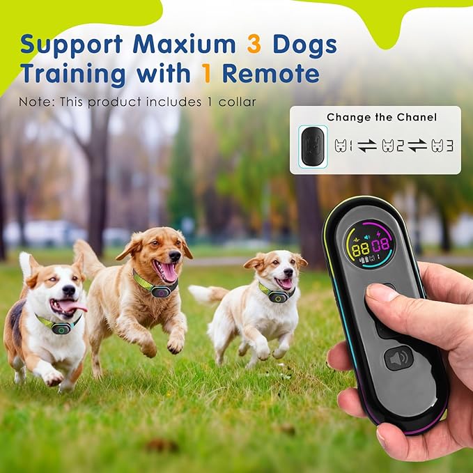 Dog Shock Collar & Dog Bark Collar, 2 in1 Collar Dog Bark Training Collar with 5 Adjustable Sensitivity, 3 Training Modes, 3300FT Remote, IPX7 Waterproof, Rechargeable for Dogs (Multi-Color)