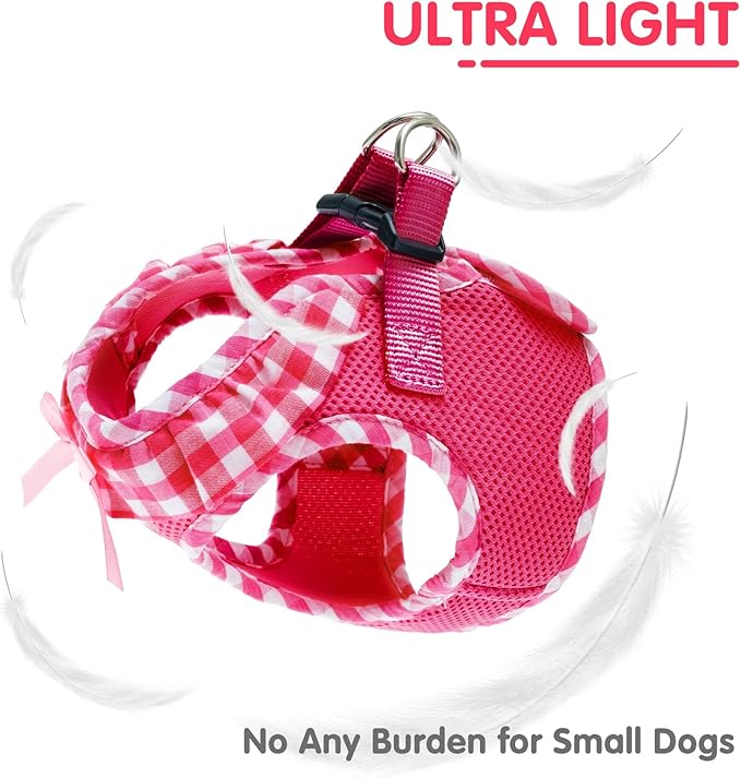 PUPTECK Dog Harness for Puppy and Small Sized Dogs, Step-in No Pull Soft Mesh Vest Harness for Cats Small Pets Walking, Fuschia, New S