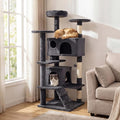 PETSITE 52-inch Cat Tree, Multi-Level Cat Tower with Sisal Scratching Posts, 2 Comfy Condos, Plush Padded Soft Top Perch, Dangling Balls, and Climbing Ladder, Ideal for Indoor Cats (Dark Grey)