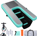 Inflatable Dog Water Ramp, High Stability Floating Ladder, Inflatable Non-Slip Steps, Mint Green Raft- Portable and Durable for Pools, Lakes, Docks and Boats（Up to 230lbs）