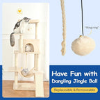 Cat Craft Cat Tree 63 Inch Cat Tower for Indoor Cats, Multi-Level Cat Tree for Large Cats 20 lbs+ Heavy Duty Cat Tower with Sisal Scratching Posts, Hammock, Condo and Extended Platform, Beign