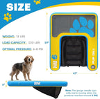 Beyond Marina Dog Pool Ramp - Inflatable Dog Water & Boat Ramp for Lake, Floating Pontoon Dock Ladder with Non-Slip EVA, PUP ON Standard, Extra Large 59" x 47" x 6", Blue/Yellow, Supports 230 lbs