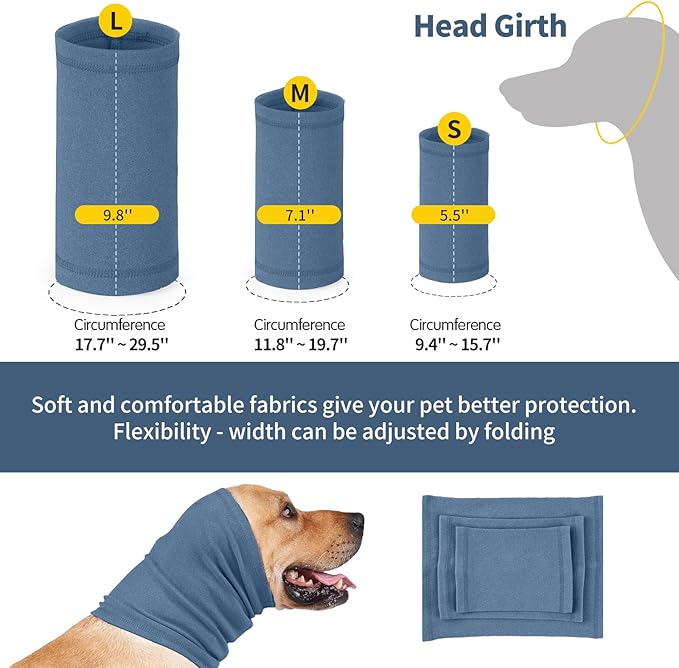 Nanaki Dog Calming Hoodie Ear Wraps for Dogs, Fireworks Ear Protection Head Muffs Doggy Warp Anxiety Relief, Doggy Hematoma Wrap, Pet Head Cover for Grooming and Force Drying Bathing Pet Protector