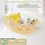 Cat Hammock Moon Bed Wall Mounted Shelf Hammock Shelves and Perches Solid Wood Furniture Platforms Beds Hanging for Cats and Kitty Easy Installation-Single Moon