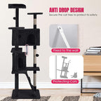 24/7 Shop at Home Court 70 inch Multi-Level Cute Cat Tree Tower with Dangling Ball and Scratching Posts for Indoor Cats Adults, Kitten Supplies, Pet House, Dark Gray