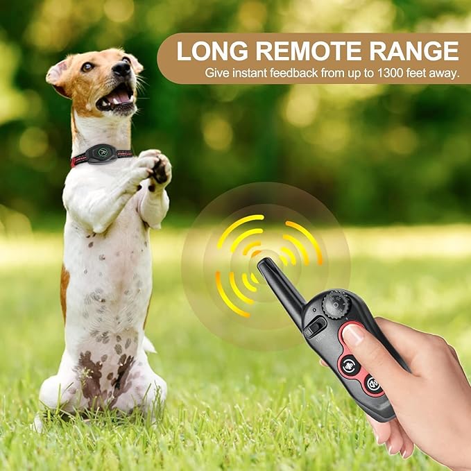 2 in 1 Dog Shock Collar - Bark Collar with Remote, w/3 Remote Training Modes, Beep, Vibration 1300Ft Dog Training Collar for for Small Medium Large Dogs (Red)