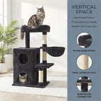 Cat Tree Tower for Indoor Cats, 36-inch Adult Cat Tree House for Large Adult Cats with Steps, Scratching Post, 2 Cat Condo, Dangling Toys, Dark Grey