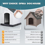 OFIKA Large Dog House Outdoor Indoor,Insulated Plastic Dog House for Small Medium Large Dogs,Durable Waterproof Dog House with Air Vents and Elevated Floor, Ventilate & Easy Clean, Assemble