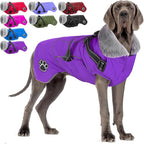 Doglay Dog Jacket Waterproof Dog Coat with Harness Built in, Christmas Puppy Winter Coat Reflective Turtleneck Puffer Snow Jackets for Small Medium Large Dogs