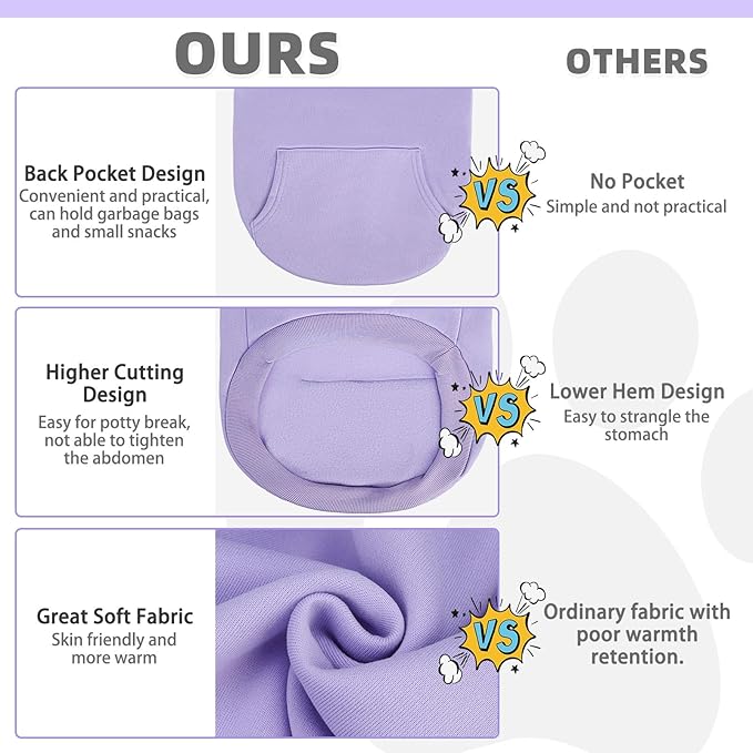 KOOLTAIL Dog Hoodie for Small Medium Dogs Cats, Soft&Warm Pet Sweater with Leash Hole and Pocket Boy Girl, Puppy Fall Winter Jacket Clothes, French Pitbull Cold Weather Coat Sweatshirt, Lavender XS