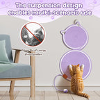 25.6 Inch Large Scratching Mat for Indoor Cats Natural Cotton Rope Flat Scratcher with Ear Hooks and Ball Toy Cat Scratch Rug Pad for Wall, Couch, Carpets, Sofas (Purple)