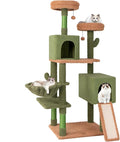 PETSITE 63 inch Cactus Cat Tree Tower, Multi-Level Cat Tower with Sisal Scratching Posts, Sisal Ladder, Hanging Balls, Cat Condos and Side Basket Bed, Cute Cat Tree for Indoor Cats