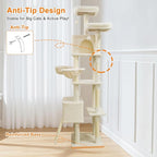 82" Tall Cat Tree,Giant Cat Tree for Indoor Cats Large Adult, Heavy Duty Cat Tree Tower, Extra Large Cat Trees with Scratching Posts, Cat Condos, Hammock,Top Perch,Ramp (Beige)
