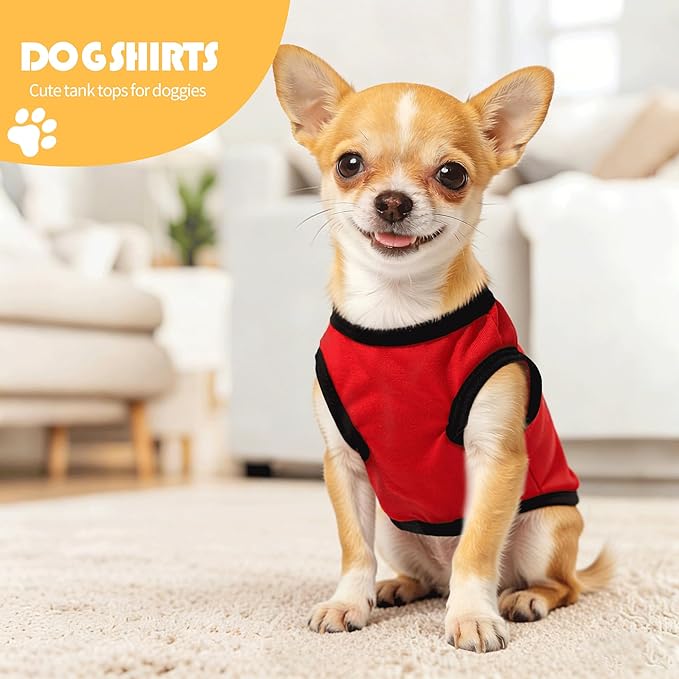 3 Pieces Dog Clothes for Small Dogs Boy Cute Small Dog Shirts Spring Summer Soft Puppy Clothing Pet T Shirts Chihuahua Clothes XXS (Red,Black,Grey, XX-Small)