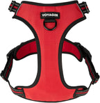 Voyager Dog Harness Dual Leash Attachment No-Pull Control Adjustable Soft but Strong Pet Harness for Medium and Large Dogs with 3M Reflective Technology, Red Lattice Nylon, L (Chest: 25-30")