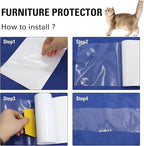Anti Cat Scratch Furniture Protector 12pcs Self-Adhesive Cat Couch Tape with Corkscrew pins and a Scraper for Cat and Kitty