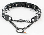 Herm Sprenger Quick Release Dog Training Collar Black Stainless Steel No Pull Collar Easy Leather Buckle Release Unique Tactical Look for Small Dogs (12-19" Neck 2.25mm Links)