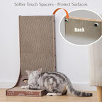 Petpals Cardboard Cat Scratching Pad, 24" Double Side L Shaped Corrugate Cardboard Scratching Pad, Couch Sofa Protector Scratcher,Cat Scratcher with Rattan Ball Toys.
