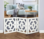 Bundaloo Freestanding Dog Gate Expandable Decorative Wooden Fence for Small to Medium Pet Dogs, Barrier for Stairs, Doorways, & Hallways
