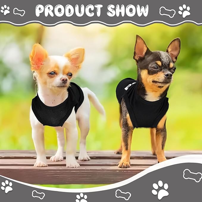 4 Pack Dog Clothes for Small Dog Black Puppy Clothes Soft Chihuahua Clothes K9 Security Pattern Small Dog Shirt Summer Autumn Pet Clothing (Medium)
