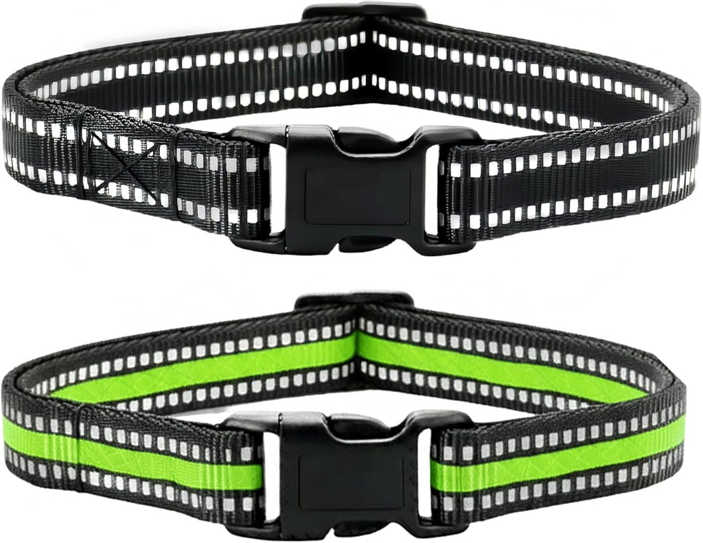 Training Collar Replacement Straps Adjustable Nylon Bands for E-Collars & Shock Collars, 2-Pack (Black&Green) - Dog Collar Accessory Fits Most 3/4 Inch Electronic Training Collars
