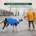 Kuoser Dog Coat Small, Cold Weather Reflective Waterproof Dogs Jacket with Warm Fleece Lining, Turtleneck Dog Winter Coat with Zipper, Doggy Snow Jacket Pet Coats for Small Medium Large Dogs, Blue XS