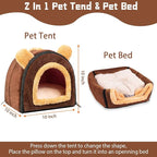 Pet Soft Guinea Pig & Rabbit Cozy Hideout House - Small Animal Bed for Guinea Pigs, Rabbits, Hamsters, Rats & Chinchillas Cave Bed (Coffee)