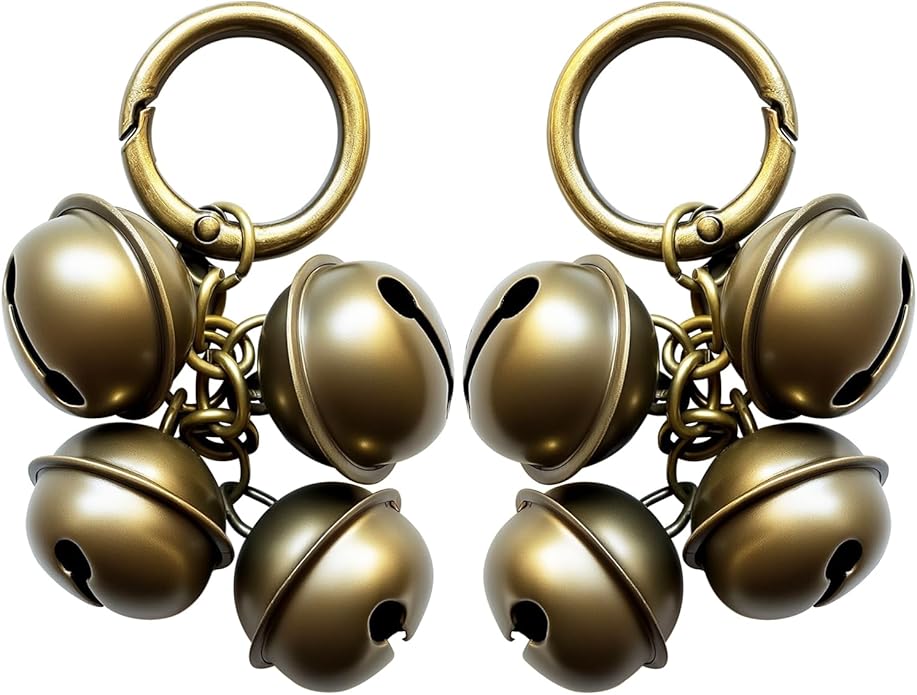 Dog Collar Bell for Pet Tracking 2 Strings in 8 Pieces Pet Bells for Collar Loud Brass Cat Bells for Collar with Key Rings Vintage Bronze Jingle Bells for Doorbell Potty Training