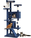 Cat Tree 54 Inch Cat Condo Stand House Multi-Level Cat Tower Durable Cat Scratching Post & Cozy Fun Indoor Cat Jumping Platform Kitty Activity Center with Furry Ball Toys for Cats, Navy Blue