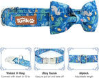 Tunkoo Dog Collar with Bow Tie Elegant Hippocampus Soft Comfy Cotton Adjustable Collar Premium Metal Buckle,Small Medium Large Puppy Cat Outdoor Training Walking Running（Hippocampus，M）