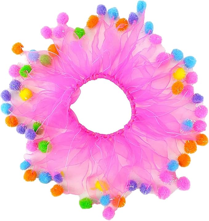 Elegant little tail Dog Birthday Costume - Pink Collars Cute Colorful Fluffy Ball Dog with Birthday Hat Patterns Girl Pet Tutu Collar Suit Pet Holiday Costume for Girl Small Medium Dogs