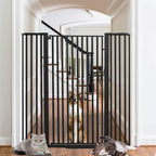55 Inch Extra Tall Pet Gate for Cats,29.92"-48" Adjustable Wide Dog Gates,Pressure Mounted Walk Through Tall Pets Gate for Doorways,Hallway,Stairs(Black)