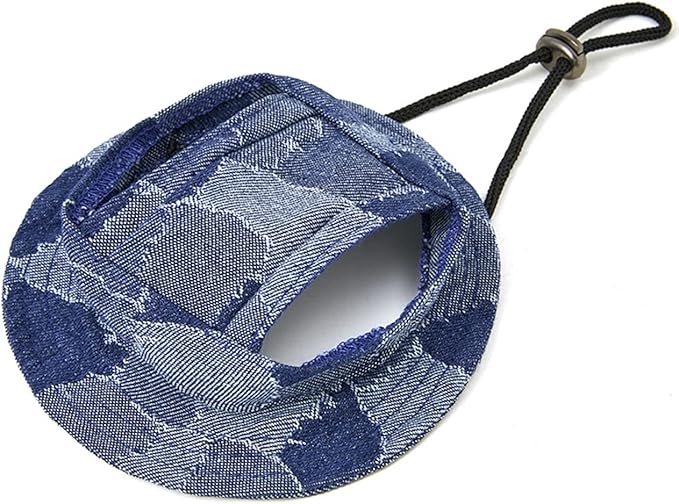 Round Brim Princess Hat Visor Hat Pet Dog Mesh Porous Sun Hat with Ear Holes for Small, Extra Small Dog Teddy, Pug, Chihuahua, Shih Tzu, Yorkshire Terriers, Papillon V-Dark Blue M