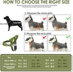 SlowTon No Pull Dog Harness - Heavy Duty Dog Harness and Leash Set for Medium Large Dogs, Reflective Tactical Harness with Soft Padded and Front Clip for Easy Walk and Training (Green XL)