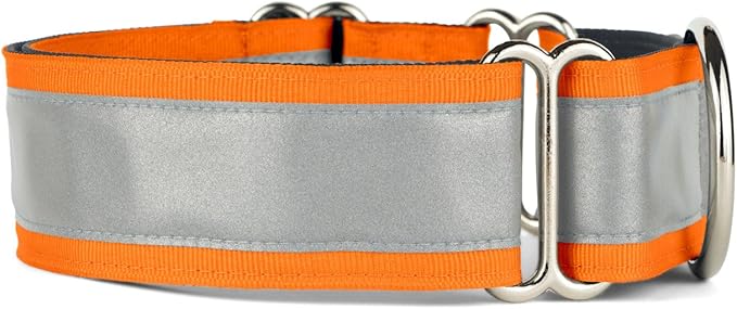 If It Barks - 1.5" Reflective Martingale Collar for Dogs - Adjustable - Made in USA - Strong, Durable, and Comfy - Ideal for Training - Suitable for Most Breeds - Large, Orange