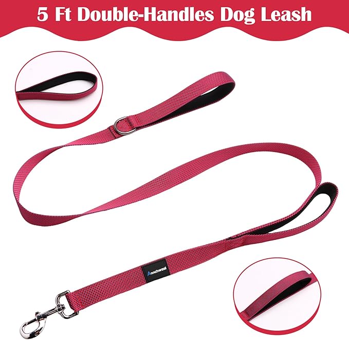 Annchwool No Pull Dog Harness with Front Clip and Easy Control Handle-Belly & Chest Adjustable Dog Harness and Leash Set for Medium Large Dogs-Heavy Duty Vest Harnesses Easy for Walking(Red,M)