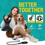 No Pull Dog Harness and Leash Set for Medium Dogs – Adjustable Reflective Breathable Soft Padded Easy Control Dog Harness for Training & Walking, Black (Medium)