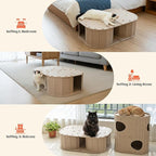 PETKARAY Large Felt Cat Tunnel, Double S-Shaped Hideaway for Indoor Cats, Interactive Cat Bed Cave and Hideout, 34x22.8x10.2 inches Beige