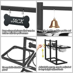 Elevated Dog Bowl Stand for Medium/Large Dogs with Slow Feeder & Mat, Adjustable Height 3.9'',5.5'',7.1'',8.7'',10.2'',11.8'', 58oz Raised Triple Dog Food Water Bowls