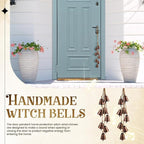 2 Pack Witch Bells for Door Knob Protection Outdoor Bells Hanging Bells for Door knob Witches Bells Magic Wind Chimes for Home Protection Witch Bells Kit(Rustic Red)