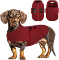 Queenmore Small Dog Sweater, Soft Fleece Vest Pullover Dog Jacket with Leash Hole, Warm Winter Dogs Clothes Cold Weather Doggy Dachshund Sweaters for Small Dogs Cats Boy or Girl (Burgundy, XS)