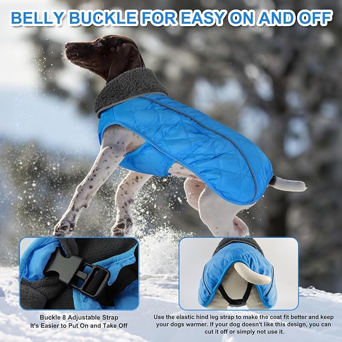 Doglay Dog Coat, Waterproof Dog Jacket Pet Winter Coat for Cold Weather with Thicken Furry Collar, Reflective Puppy Winter Jacket Warm Fleece Lining for Small Medium Large Pets
