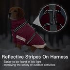 Turtleneck with Sleeves Dog Coats for Medium Dogs-L| Jackets with Reflective Harness Built in,Water-Repellent & Windproof Snowsuit,Soft Warm Lining for Beagle Cold Protection(Rosered)