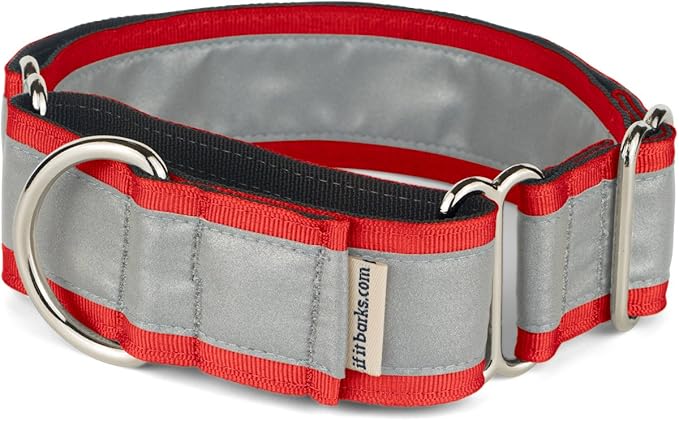 If It Barks - 1.5" Reflective Martingale Collar for Dogs - Adjustable - Made in USA - Strong, Durable, and Comfy - Ideal for Training - Suitable for Most Breeds - Large, Red